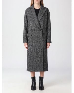 Tagliatore Chevron Pattern Knee-Length Double-Breasted Wool-Blend Coat - Grey