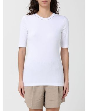 Brunello Cucinelli Cotton T-Shirt With Nickel-Free Monile - White
