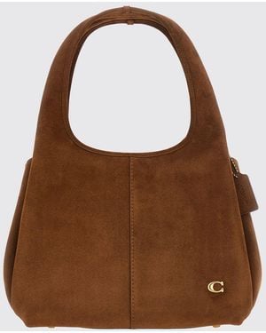 COACH Lana Schultertasche Aus Leder Und Wildleder Mit Monogramm Und Doppeltem Henkel - Braun