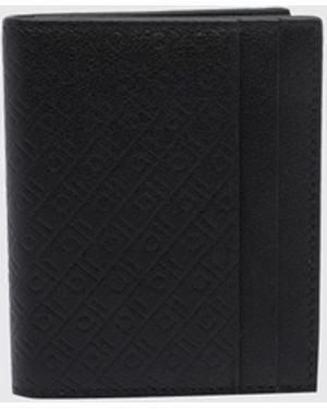 Ferragamo Hammered Calfskin Card Holder With Printed Logo - White