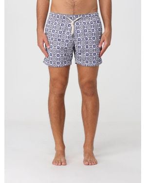Peninsula Bañador Bóxer Corto Con Estampado Étnico Y Cintura Con Cordón - Azul