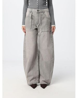 ELEH Vaqueros Anchos De Denim De Talle Alto Con Cinco Bolsillos - Gris