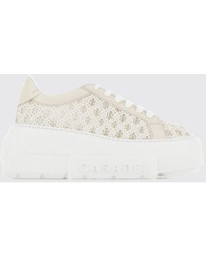 Casadei Nexus Cicladi Leather Platform Sneakers With Woven Design - White