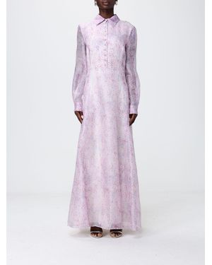 Alberta Ferretti Silk Chemisier Dress With Floral Print - Purple