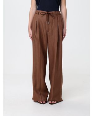 Tagliatore Linen Wide-Leg Trousers - Brown