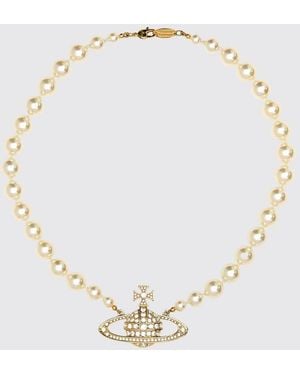 Vivienne Westwood Brass Orb Pendant Choker Necklace With Faux Pearls - Natural