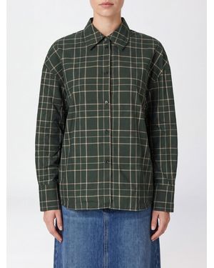 TOTEME Check Cotton Shirt With Classic Collar And Curved Hem - Green