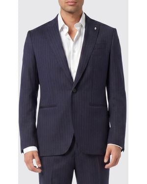 Billionaire Pinstriped Single-Breasted Blazer - Blue