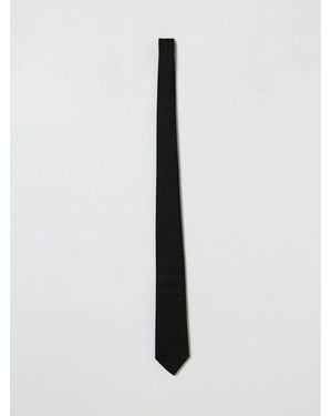 Emporio Armani Silk Tie With Jacquard Monogram - White