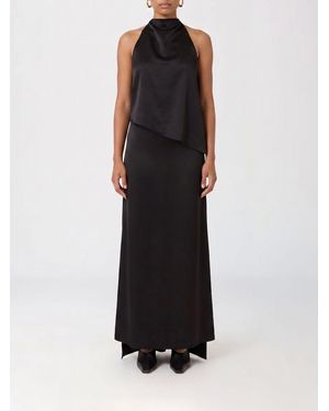 Sportmax Dolmen Long Satin Dress - Black