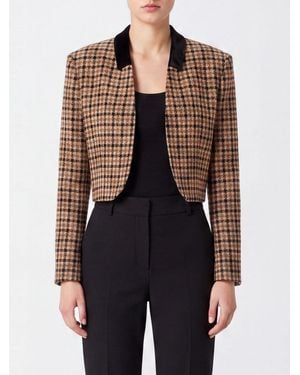 Twinset Cropped Houndstooth Jacket - Black