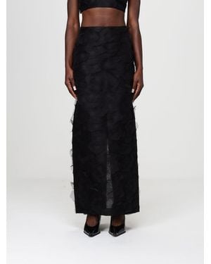 Max Mara Long Silk Jacquard Skirt - Black