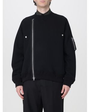 Sacai Rundhals-Sweatshirt Aus Baumwollmischung Mit Seitlichen Reißverschlüssen - Blau
