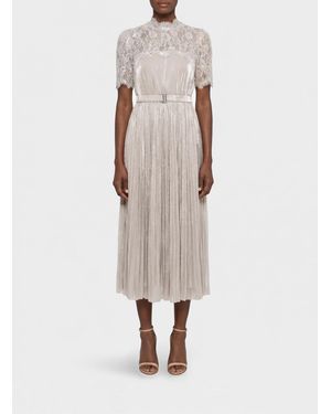 Nissa Pleated Jersey Midi Dress - Natural