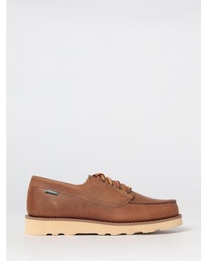 Sebago Oiled Leather Boat Shoes With Lace-Up Fastening And Round Toe - Brown