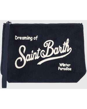 MC2 Saint Barth Aline Corduroy Mini Handbag With Embroidered Logo - Blue