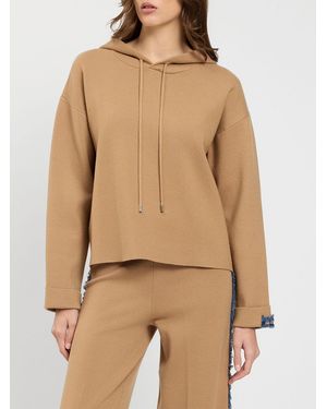 Twinset Relaxed Fit Viscose-Blend Knit Hoodie - Natural