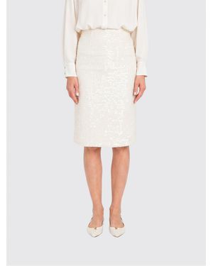 Twinset High-Waisted Sequin-Embroidered Pencil Miniskirt - White