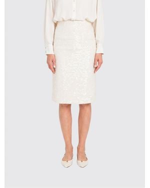 Twinset High-Waisted Sequin-Embroidered Pencil Miniskirt - White