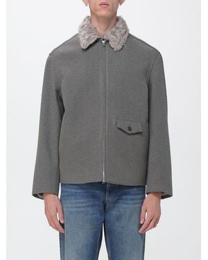 Our Legacy Short Wool-Blend Coat With Classic Collar And Zip Closure - Gray