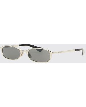 Saint Laurent Abgerundete Sonnenbrille Aus Metall Und Acetat Mit Graviertem Logo - Weiß