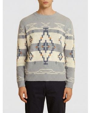 La Martina Cotton Crew-Neck Top With Logo - Grey