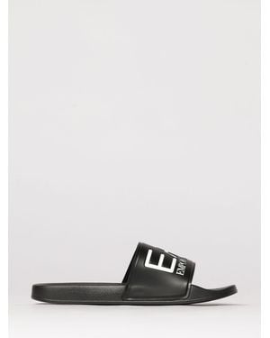 EA7 Rubber Sliders With Logo Print - White