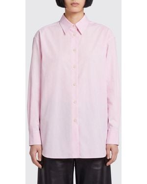 Jil Sander Relaxed Fit Cotton Shirt With Classic Collar And Dropped Shoulders - Pink