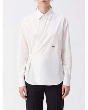 DSquared² Camisa Cruzada De Corte Slim En Algodón Elástico Con Cierre Asimétrico - Blanco
