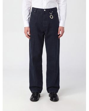 Celine Vaqueros Anchos De Denim De Algodón Con Charm Y Talle Medio - Azul