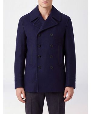Tom Ford Double-Breasted Pure Wool Pea Coat With Notch Lapels - Blue