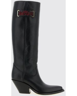 Chloé ChloÉ Kniehohe Cowboystiefel Aus Kalbsleder Mit Ausgestelltem Absatz - Schwarz