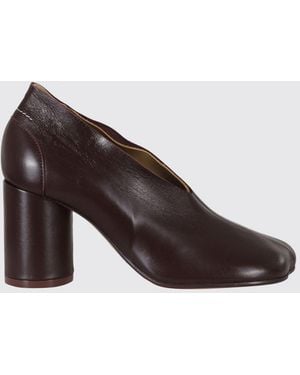 MM6 by Maison Margiela Anatomic Court Leather Court Shoes With Cylindrical Heel - Brown
