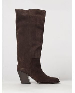 Vic Matié Vic MatiÉ Tapered-Toe Suede Leather Knee-High Boots With A Flared High Heel - Brown