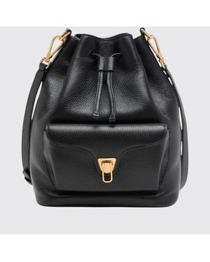Coccinelle Beat Generation Hammered Leather Bucket Bag - Black