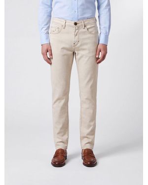 Jacob Cohen Jean Droit En Denim De Coton À Cinq Poches Et Taille Mi-Haute - Neutre