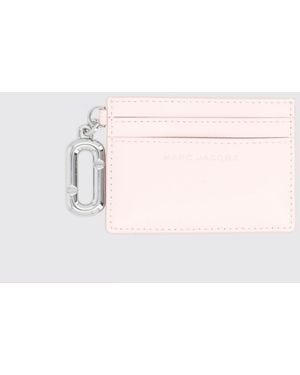Marc Jacobs Flat Leather Card Holder With Double J Logo - Pink