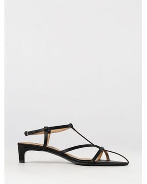 Jil Sander Cage Sandalen Aus Satin Mit Niedrigem Absatz Und Knöchelriemen - Schwarz