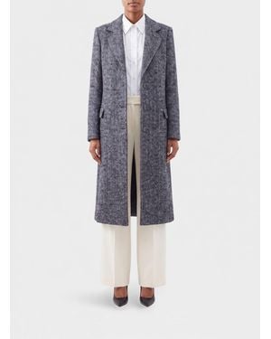 Tagliatore Einreihiger Wollmantel Mit Chevron-Muster - Blau