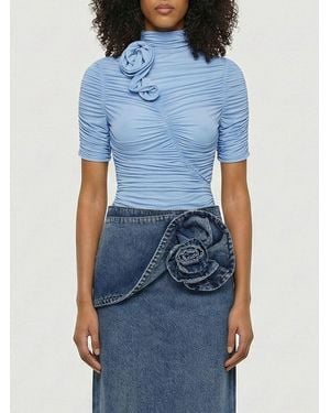 Magda Butrym Pleated Top With Flowers - Blue