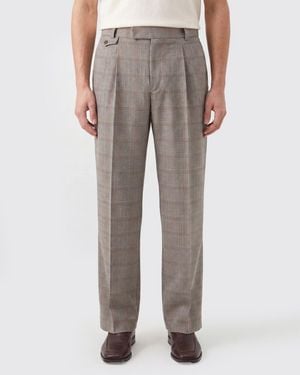 Drole de Monsieur Tailored Wide-Leg Check Trousers - Grey