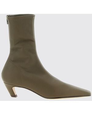 KHAITE Arizona Nappa Leather Ankle Boots - Green