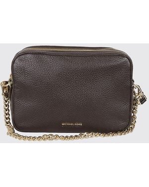 Michael Kors Bryant Pebbled Leather Crossbody Bag With Chain Handle - Gray