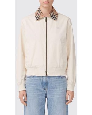 Burberry Cazadora Bómber De Algodón Con Cuello De Motivo Check Y Logo Ekd - Neutro
