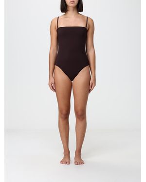 Alaïa Bañador Entero De Poliamida Con Escote Recto - Negro
