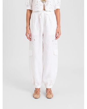 Twinset Linen Cargo Trousers - White