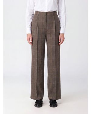 PT Torino Prince Of Wales Check Wool Wide-Leg Trousers With High-Waist Pleats - Grey