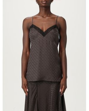 Fendi Jacquard Ff Lace-Trimmed Top - Brown
