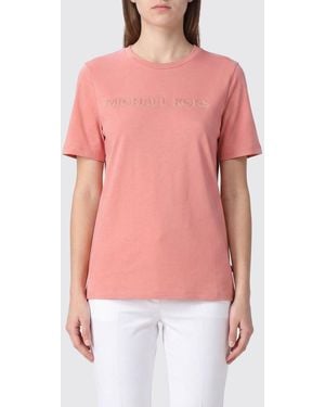 Michael Kors Cotton Crewneck T-Shirt With Contrasting Front Logo - Pink
