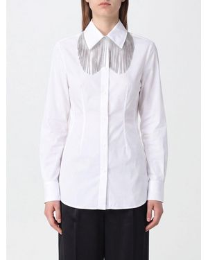 Sportmax Slim Fit Cotton Poplin Shirt With Jewel Fringes - White